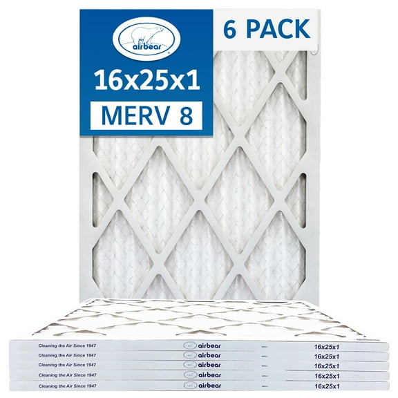 Trion Air Bear T08-16251-6P - 16" x 25" x 1" Pleated Air Filter (6-Pack), MERV 8