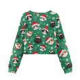 thumbnail image 5 of COEQINE Back to School Crop Top for Girls, Cute Fall Winter Long Sleeve Sweatshirt, Comfy Casual Crewneck Pullover for School Age 5-6, Christmas Cat Green, 5 of 7