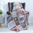 thumbnail image 4 of Paris Soft Flannel Fleece Throw Blanket, Grunge Textured Retro Collage of France Famous Object Eiffel Tower Europe Theme, Cozy Plush for Indoor and Outdoor Use, 50" x 70", Multicolor, by Ambesonne, 4 of 5