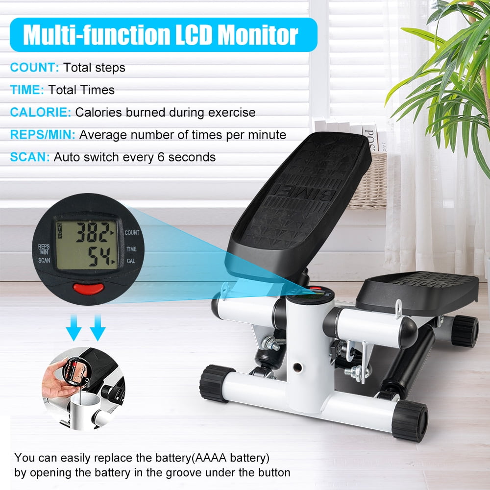 Maraawa Stair Steppers for Exercise with Resistance Band, Capable of Bearing 300 Pounds, with LCD Display Fitness Treadmill