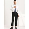 thumbnail image 3 of Pantalones recortados para hombre Pantalones de vestir hasta el tobillo de color sólido con parte delantera plana y ajuste delgado Negro brillante 36, 3 of 6