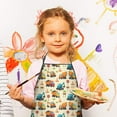 thumbnail image 2 of Cartoon Construction Vehicles Signs Beige Pattern Kids Aprons for Girls and Boys,Adjustable Neck Strap Toddler Aprons for Kids Cooking Baking, 2 of 6