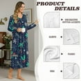 thumbnail image 6 of SEANATIVE Women's Christmas Nightdress Button Front Nightgown Long Sleeve Pajama Dress Soft Cozy Full-Length Night Gown Lounging Dress Nightwear Loose Housecoat, M, Holly Leaf Snowflake, 6 of 7