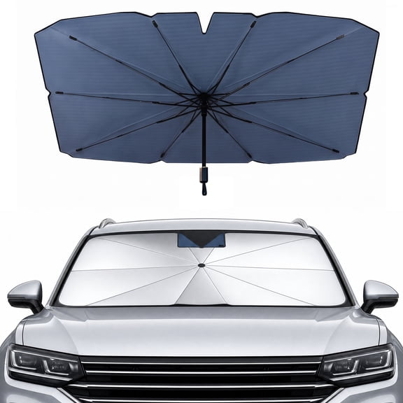 2026 Windshield Sun Shade Umbrella, Foldable Car Umbrella Sunshade with UV Block Car Front Window (Heat Insulation Protection) for Auto Windshield Covers Blackout Trucks Cars (Large)