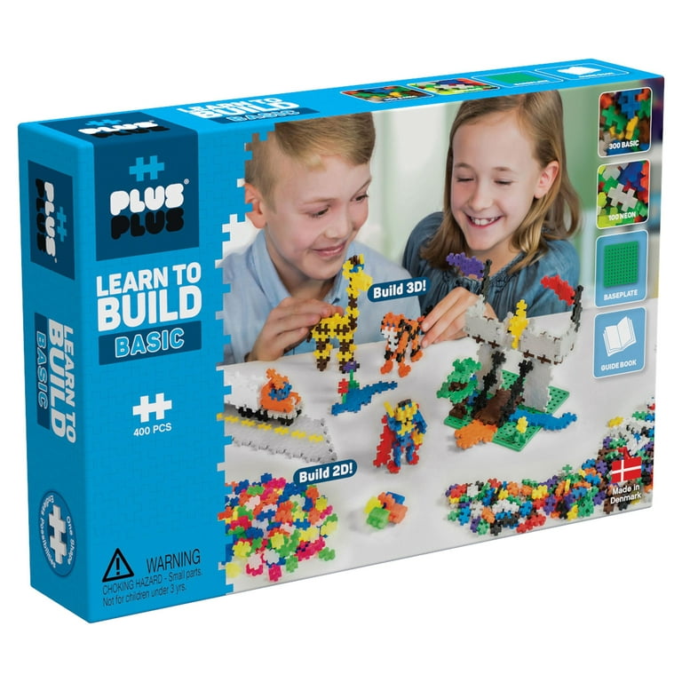 Plus-Plus - Learn to Build Open Play Building Set - 400 pc Basic Mix -  Construction Building STEM | STEAM Toy, Interlocking Mini Puzzle Blocks for