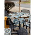 thumbnail image 5 of Outdoor Tablecloth with Umbrella Hole for Patio/Picnic/Party/Camping, Country Blue Flowers Waterproof Table Cloth Square Cover Washable, Brown Leaves Floral Rustic Botanical (60"x 60"), 5 of 9