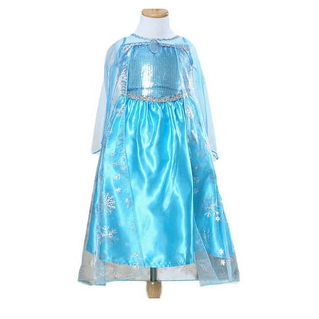 Summer New 3-8Y Girl Frozen Princess Elsa Cosplay Party Costume Fancy Dress Gown