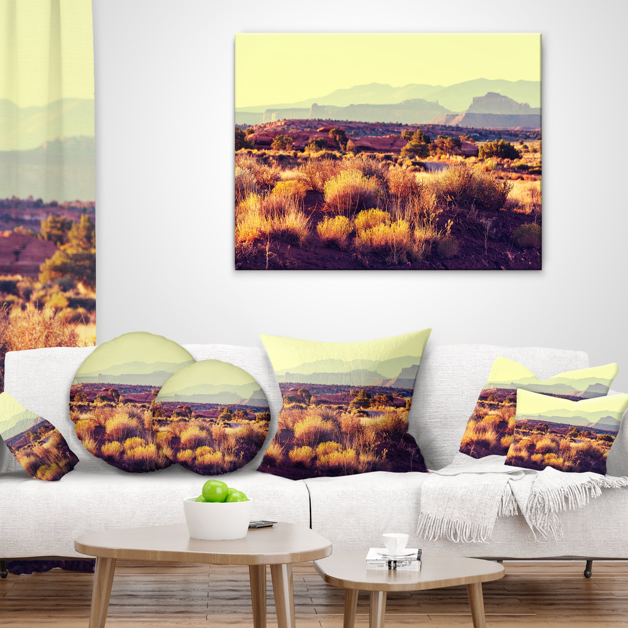 Designart Prairie with Layers of Mountains - Landscape Printed Throw Pillow - 18x18