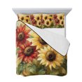 thumbnail image 7 of Summer Sunflowers Twin Size Down Alternative Comforter, Lightweight Comforter Quilt Bedding Set with Pillow Shams Red Yellow Floral Leaf Wood Grain All Seasons Bed Comforter Duvet Insert 68"x86", 7 of 7