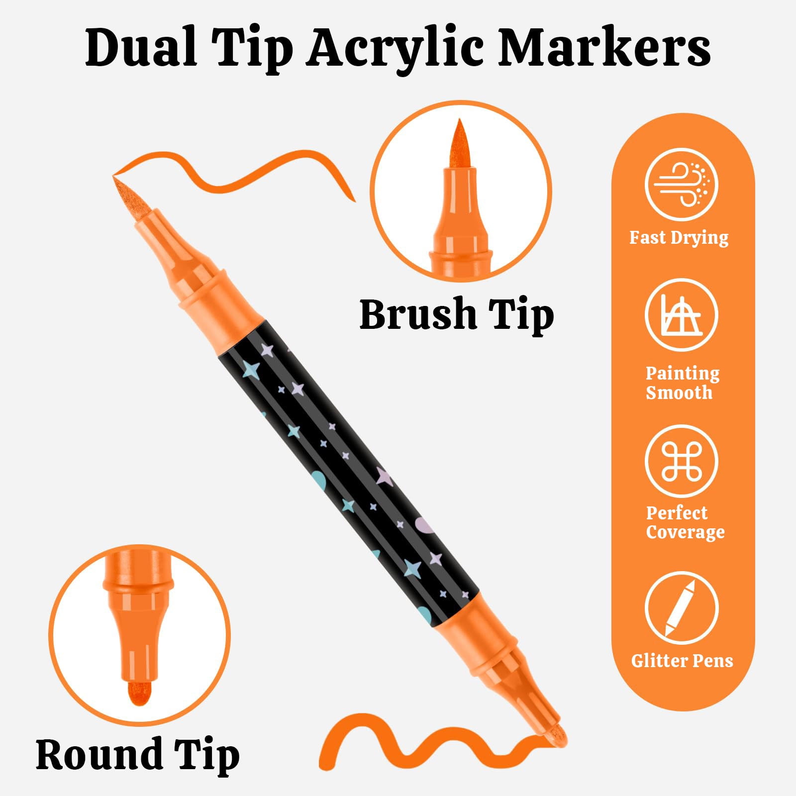 YZEGDCH 24Pcs Glitter Double-sided Markers Pen: 48 Glitter Colors Metallic Shimmer Marker Fine Tip Water-based Ink for Kids Adults DIY Crafts Greeting Birthday Cards Making Mugs Wood, Best Gifts