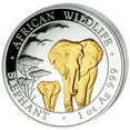 thumbnail image 1 of 2015 Somalia 1 oz Silver Elephant (Gilded), 1 of 2