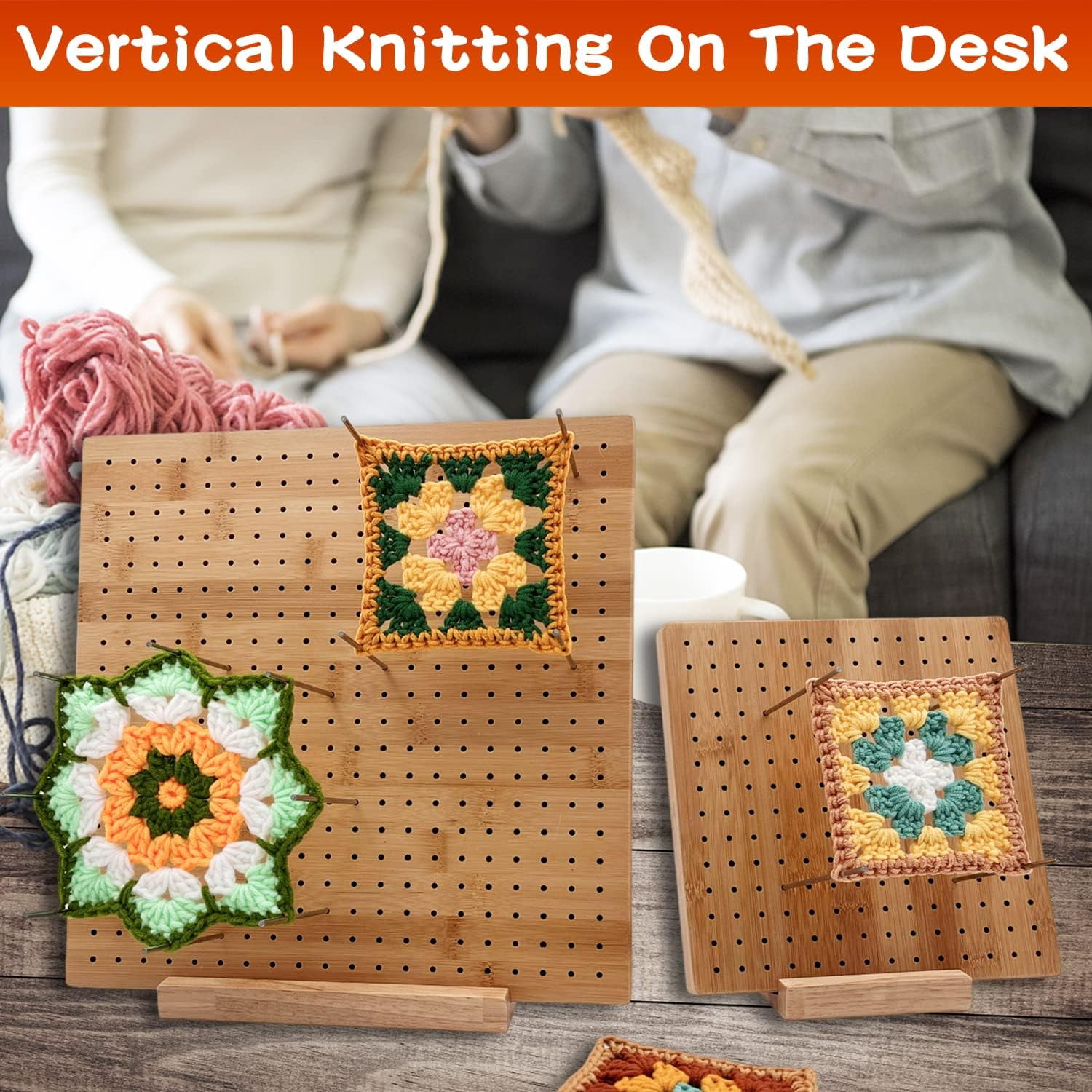 11.8 Inches Bamboo Wooden Board for Knitting Crochet and Granny Squares Blocking Board for Knitting and Crochet Projects Handcrafted Knitting Stainless Steel Pins