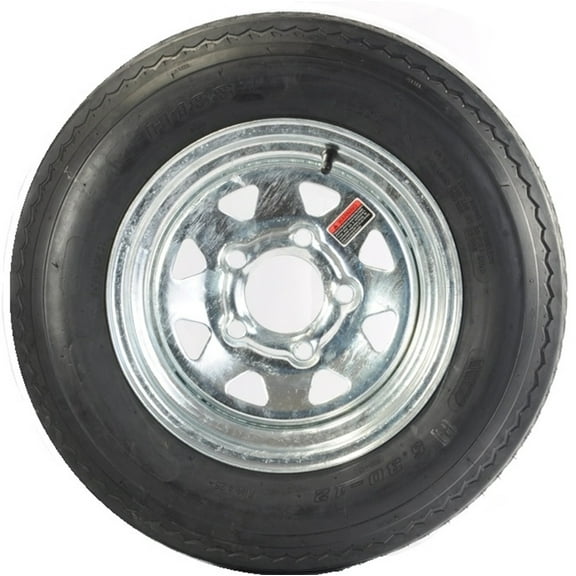 eCustomrim Trailer Tire On Rim 5.30-12 530-12 5.30X12 12 in. 5 Lug Hole Galvanized Wheel