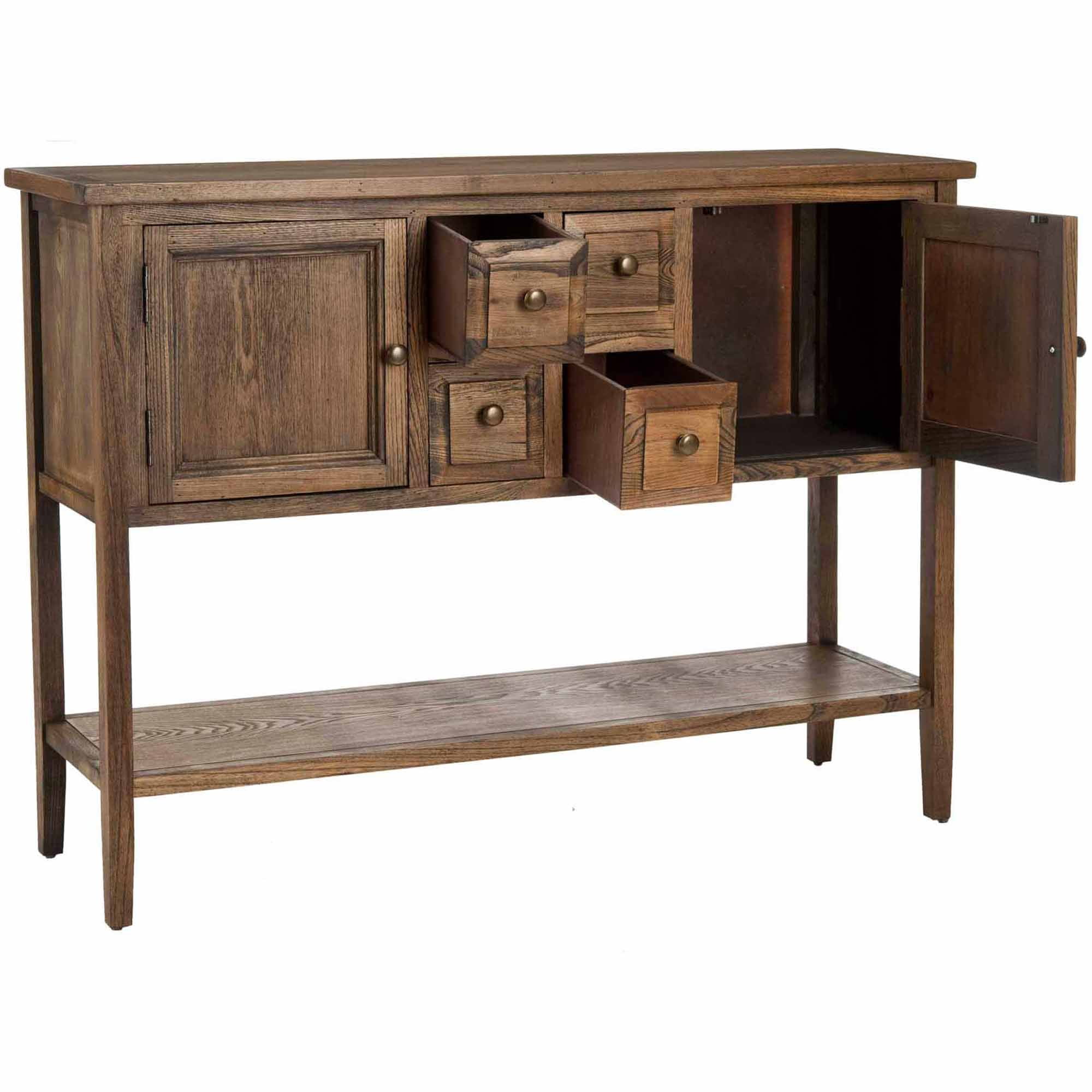 SAFAVIEH Charlotte Rustic Storage Sideboard w/ 2 Cabinets & 4 Drawers, Oak