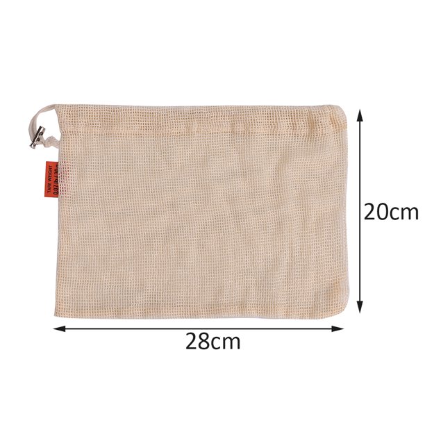 Reusable Cotton Vegetable Mesh Bags for Grocery Shopping Storage Fruit