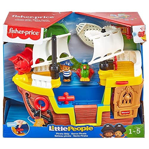 Fisher-Price Little People Pirate Ship playset with music, sounds and action for toddlers and preschool kids ages 1-5 years