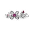 thumbnail image 4 of Real 14kt White Gold Diamond and Ruby Flower Ring Size: 7; for Adults and Teens; for Women and Men, 4 of 5