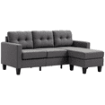 thumbnail image 1 of HOMCOM Canapé Sectionnel 3 Places, Sofa Sectionnel avec Ottoman, Gris Foncé, 1 of 10