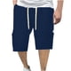 thumbnail image 1 of Pantalones Casuales de Moda de Ocio de Color Sólido Múltiples Bolsillos Dibujan Cuerda Cinco Cuartos, Mezcla de Algodón de Poliéster, 1 of 8