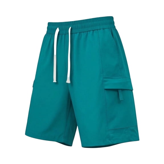 Hurxie Mens Casual Sweat Cargo Shorts Drawstring Elastic Waist Short Athletic Workout Gym Jogger Shorts with Pockets Blue,M