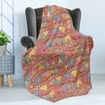 thumbnail image 4 of Ethnic Soft Flannel Fleece Throw Blanket, Colorful Pattern Swirls Striped Abstract Hand Drawn Artwork, Cozy Plush for Indoor and Outdoor Use, 60" x 80", Multicolor, by Ambesonne, 4 of 5
