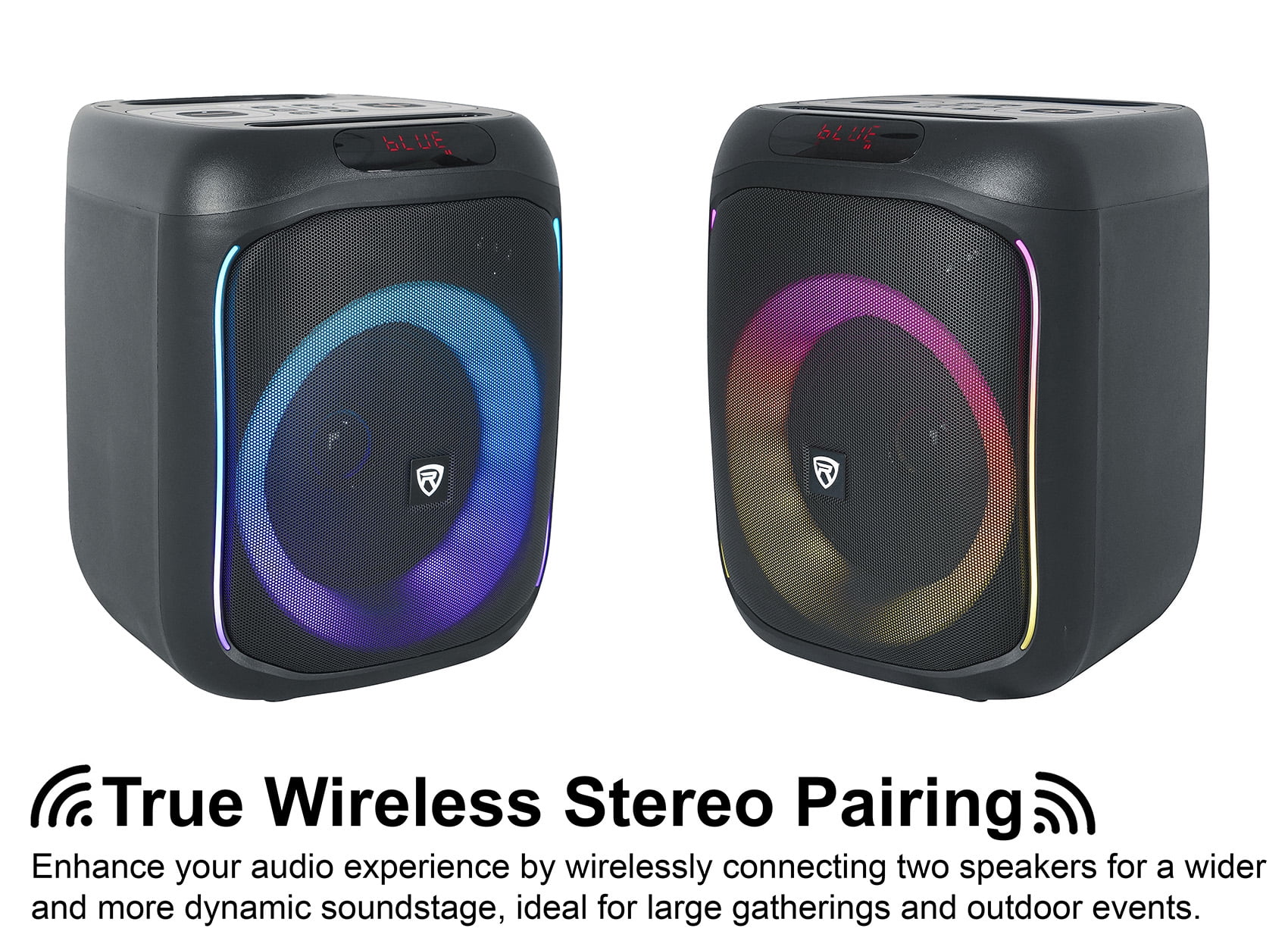 2 Rockville ROCKBOX PRO V2 6.5" 150w Portable Bluetooth Speakers w/Wireless Link