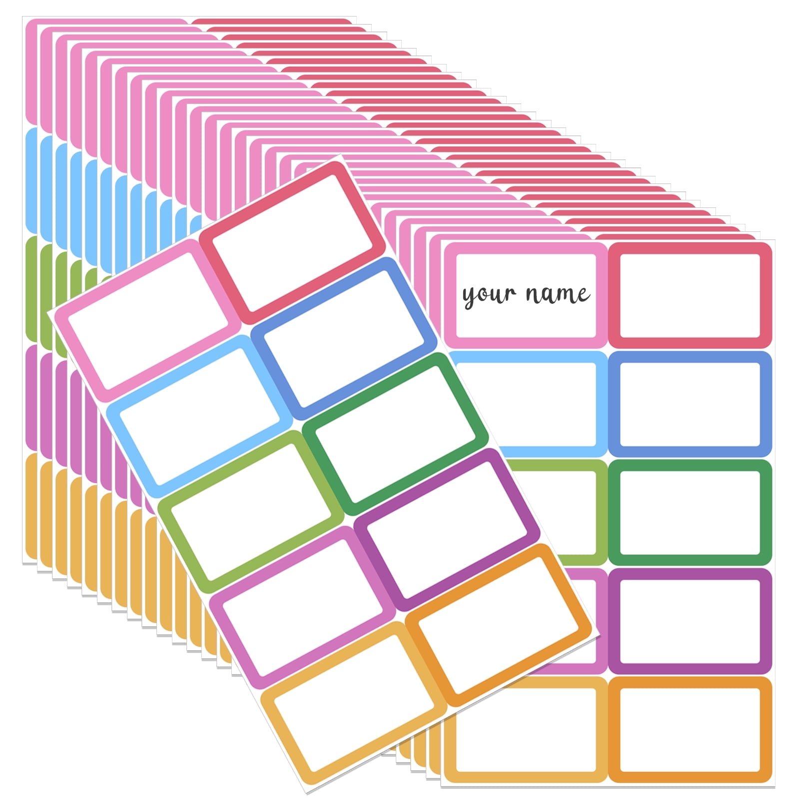 sixwipe 300 Pcs Widened Colorful Name Tags, Self-Adhesive Clothing Labels, No-Iron Fabric Labels, Personalized Label Stickers for Schools Conferences Events