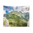 thumbnail image 1 of Evergreen Tapestry, Mountainous Pine Forest in Poklijuka Slovenia Foggy Sky High Setting, Fabric Wall Hanging Decor for Bedroom Living Room Dorm, 2 Sizes, Pale Ceil Blue Green, by Ambesonne, 1 of 1