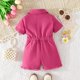 thumbnail image 3 of Conjunto de 3 piezas de boina con pantalones cortos de manga larga y tiras para niños, pantalones cortos con cuentas y flores grandes, top de poliéster para niña, 3 of 5