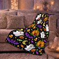 thumbnail image 6 of Cute decorative motif autumn celebration decorative motif Ghosts Trick-Or-Treat Buckets Pumpkin, Warm Flannel Blanket for Living Room and Family Room, Festive autumn celebration Scene, 6 of 9