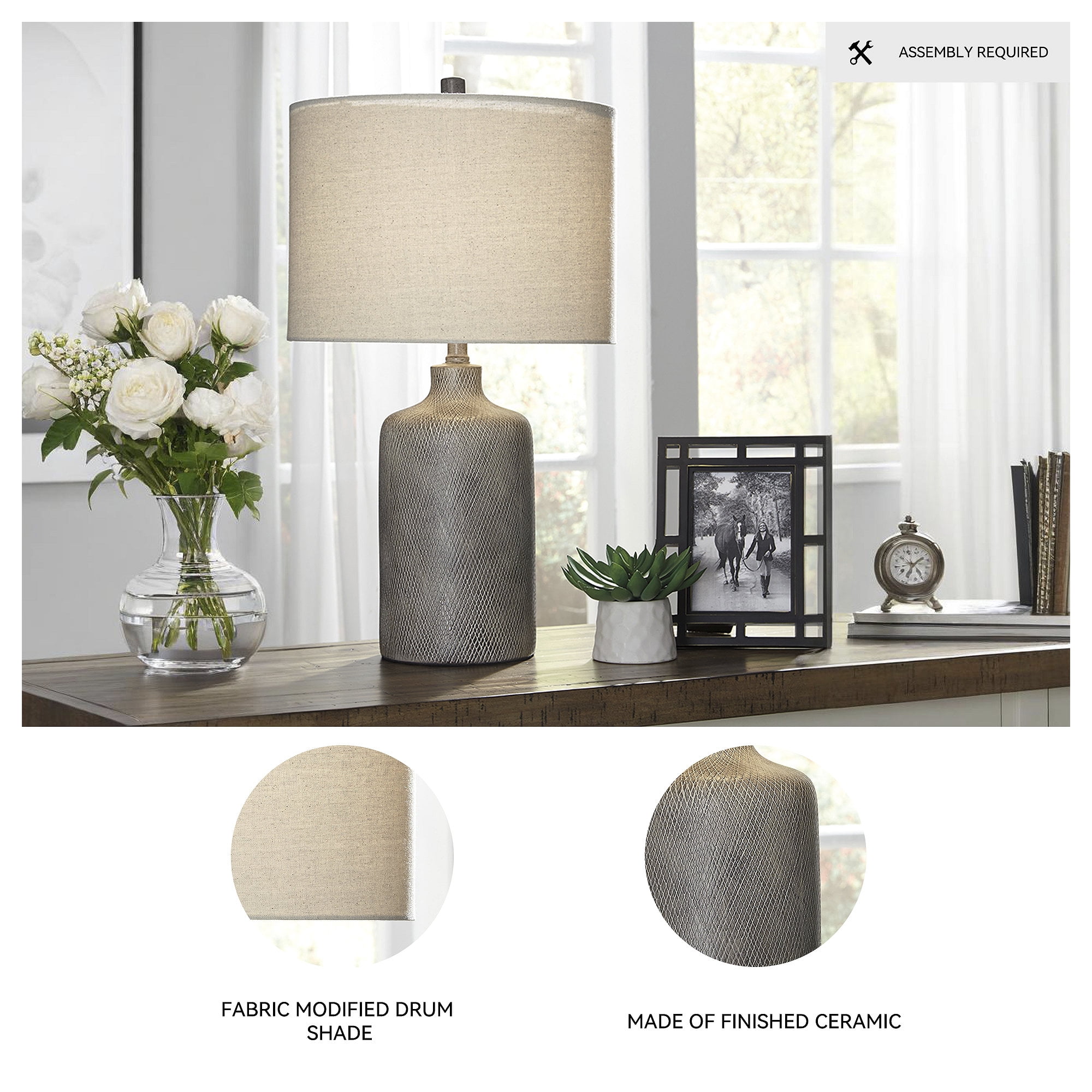 Signature Design by Ashley Contemporary Linus Table Lamp  Antique Black