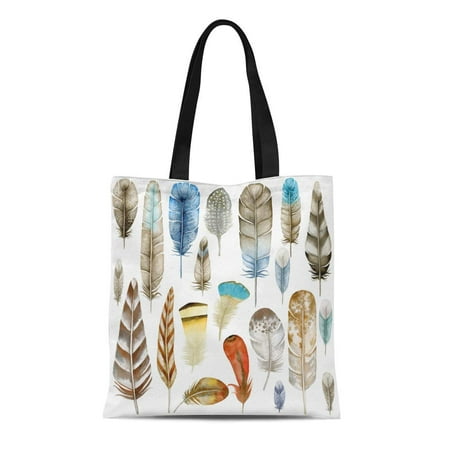 Vintage Bird Clipart - ASHLEIGH Canvas Tote Bag Colorful Bird Watercolor Feathers Ethnic Clipart Chicken Pen Vintage Durable Reusable Shopping Shoulder Grocery Bag