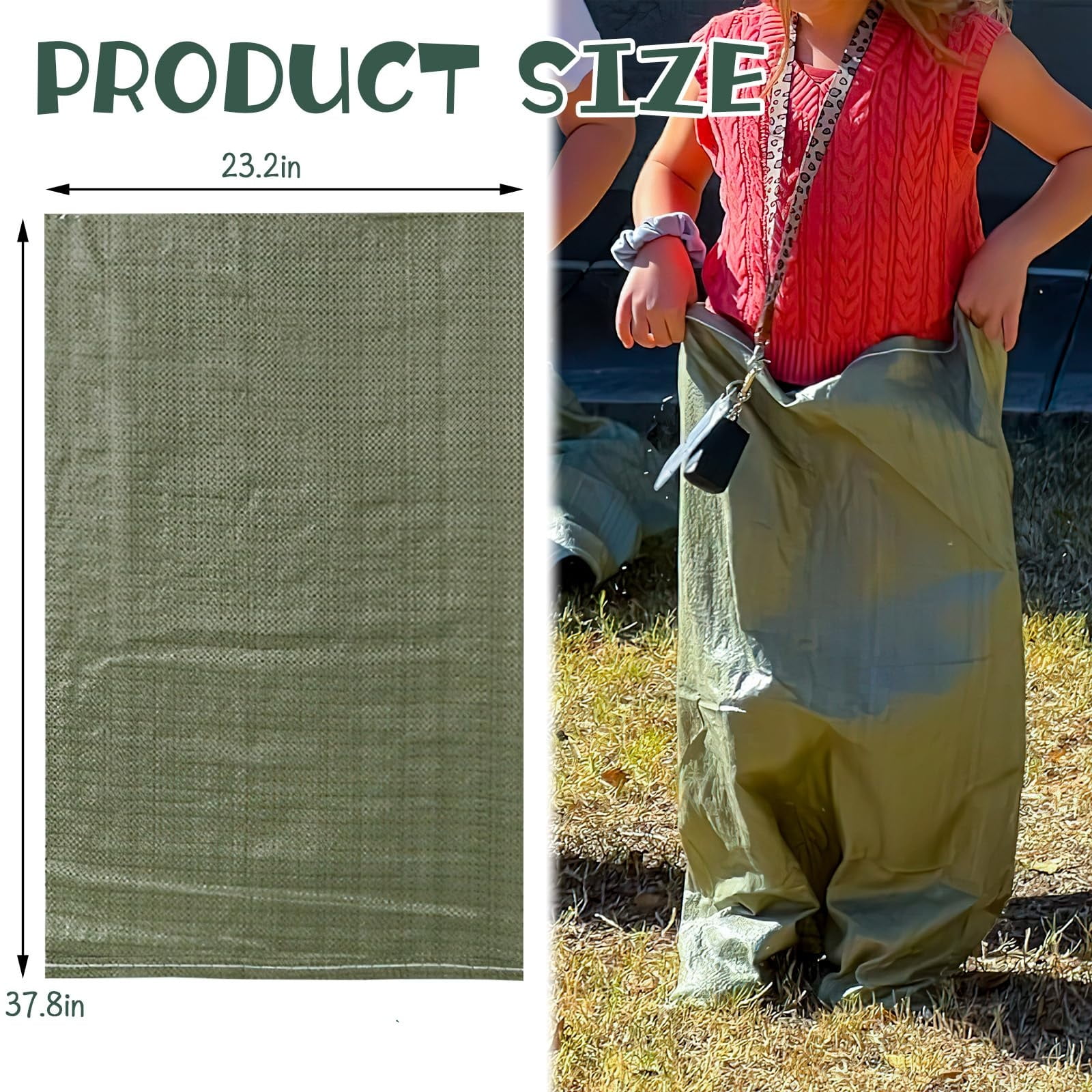 10 Pcs Potato Sack Race Bags, 24 x 40 inch Large Seed Sack for Adults Kids Outdoor Lawn Games, Outdoor Sports Games, Yard, Birthday, Family Reunion, Barbecue, Picnic, Storage