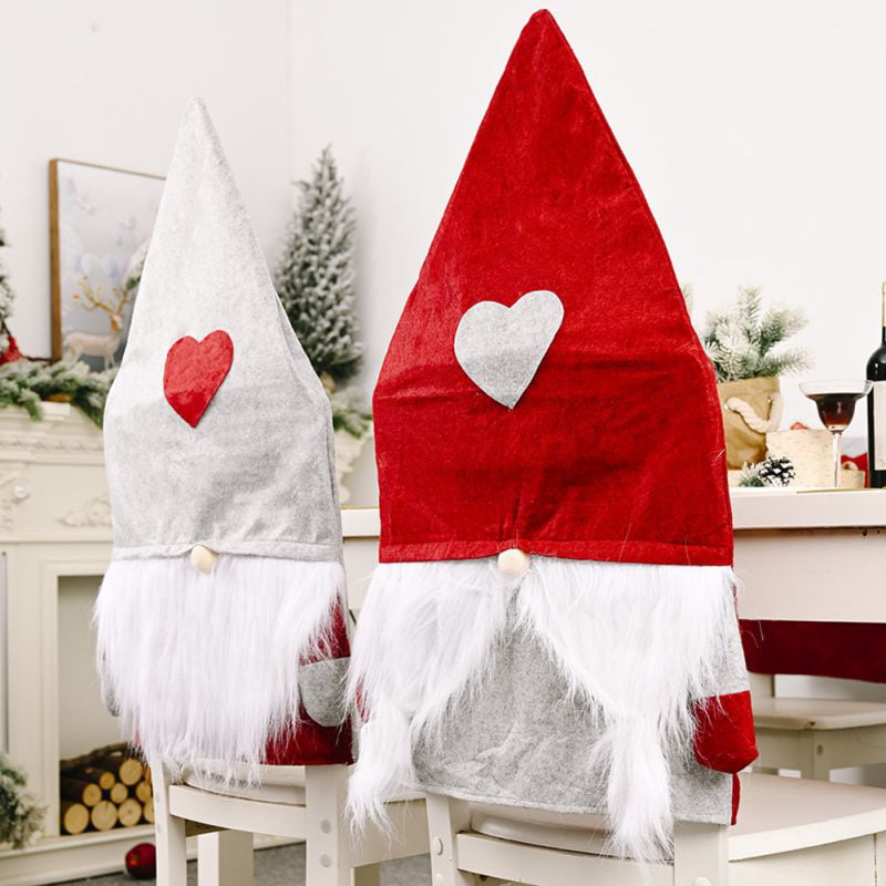 Home Christmas Decorations Snata Swedish Tomte for Holiday Party Festival Kitchen Dining Room Chairs Chris.W Set of 2 Christmas Gnome Kitchen Chair Slip Covers Mr & Mrs