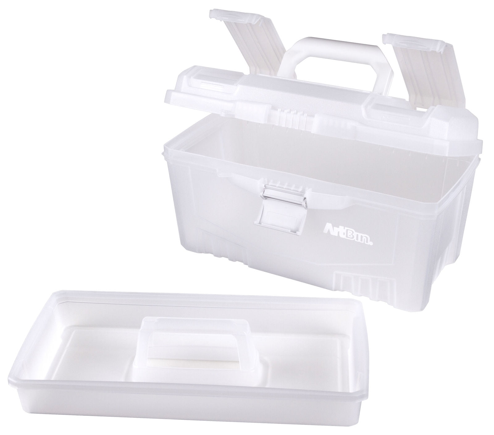 ArtBin Twin Top Tool Box, 17-Inch Black – Craft Storage With Lift-Out Tray, Lockable Latches, Durable Plastic