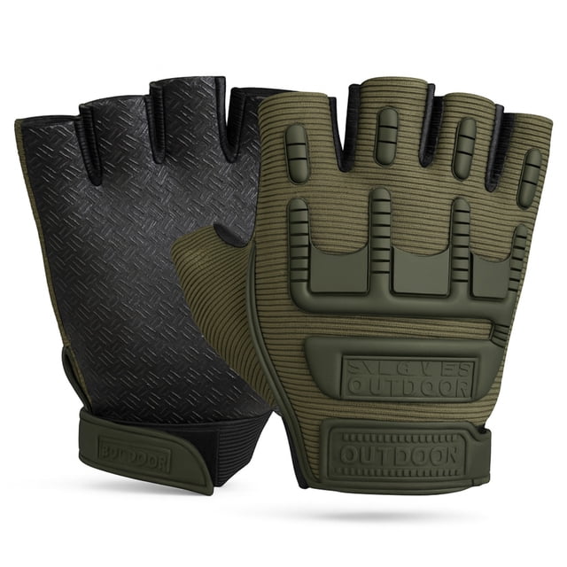 Guantes Tácticos de Medio Dedo Motociclista – Protección con Palma Antideslizante 3D y Ajuste de Muñeca | Ciclismo, Senderismo, Entrenamiento y Actividades Outdoor