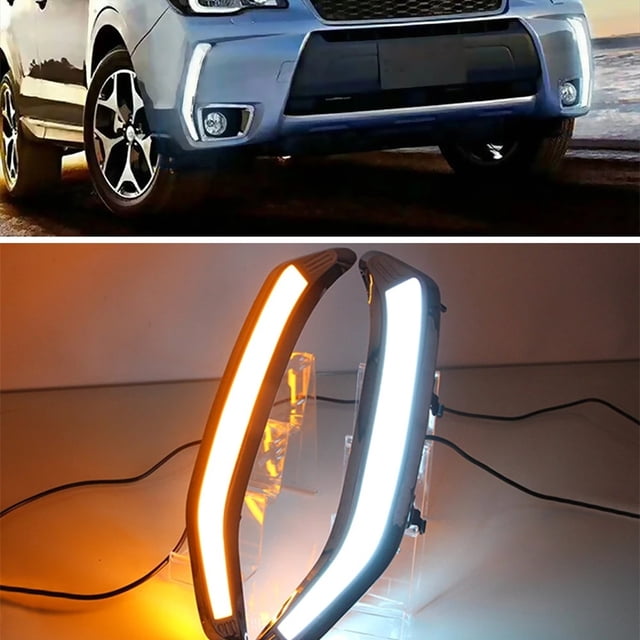Yassdwbn 2Pc DRL Turn Signal Lamp Daytime Running Fog Light For 2013-2018 Subaru Forester