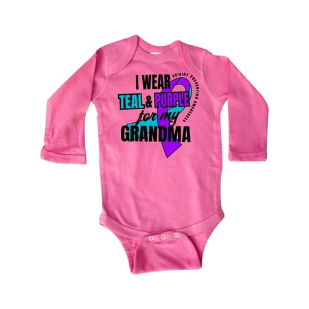 

Inktastic Suicide Prevention I Wear Teal and Purple for My Grandma Gift Baby Boy or Baby Girl Long Sleeve Bodysuit