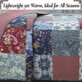 thumbnail image 5 of Cozy Line Country Blue Rose Floral Paisley Garden Cotton 3 Piece Patchwork Quilt Bedding Set, 5 of 7