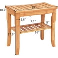 thumbnail image 4 of Giantex Shower Bench Bamboo with Extra Storage Shelf, Waterproof Bathroom Shower Stool with Efficient Storage Rack for Indoor or Outdoor Use (19'' x 10.5'' x 17.6''), 4 of 9