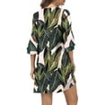thumbnail image 4 of MLANM Women Summer T-Shirts Dress V Neck Casual Loose Mini Swing Shift Dresses, S Green Leaf, 4 of 7