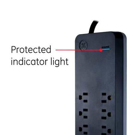 GE - UltraPro 10-Outlet/2-USB Surge Protector - Black