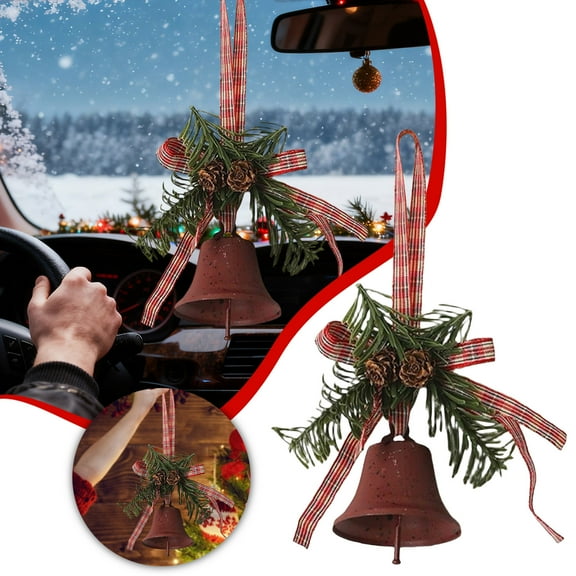 Artificial Christmas Mistletoe Kissing Ball with Bells, Hanging Decor with Bow for Tree, Door, and Party Decorations