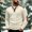 (New13)White, variant on Men's Vintage Knit Blouse Stand Collar Half Button Tops with Elbow Patches Warm Long Sleeve Outdoor Camping Tops