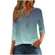 thumbnail image 2 of Ailaofu Women Half Quarter Zip Pullover Long Sleeve Shirts Crew Neck Fall Casual Graphic Sweatshirts Tops, 2 of 5