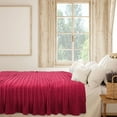 thumbnail image 2 of PiccoCasa Cotton Knitted Blanket Throw Blanket for Couch, Bed, Sofa, Travel, Rose Red 60" x 78", 2 of 8