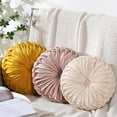 thumbnail image 2 of Round Throw Pillow Velvet Pleated 3D Pumpkin Round Pillow Boho Floor Cushion Couch for Bed Chair Home Car Sofa Decorations, 15 x 15 Inches, 2 of 7