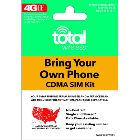 Total Wireless Bring Your Own Phone SIM Kit - Verizon CDMA (Best Sim Card Plans)