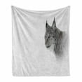 thumbnail image 1 of Hunting Soft Flannel Fleece Throw Blanket, Lynx in the Central Norway Wild Cat North Cold Snowy Mountain Carnivore Predator, Cozy Plush for Indoor and Outdoor Use, 50" x 60", Grey White, by Ambesonne, 1 of 6
