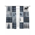 thumbnail image 7 of Bear Moose Sheer Curtains 63 inches Long 2 Panels Set Blue Retro Forest Wild Animal Buffalo Plaid Patchwork Tiers Sheers Rod Pocket Small Window Short Curtains for Kitchen Cafe, Each 52" W x 63" L, 7 of 7